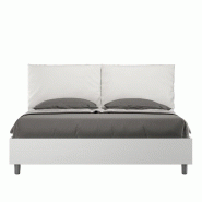 Lit double Egos Antea 160x200 blanc avec coussins assortis - blanc VE162GANTECNT-01