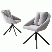 Merax Chaise de salle à manger (pivotante à 360°, lot de 2), chaises pivotantes rembourrées avec coussin de dossier, chaise de salon, velours, gri