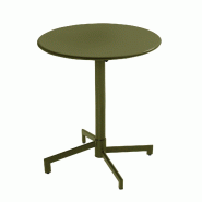 Oviala Business Table de terrasse ronde bistrot avec plateau rabattable vert kaki - vert acier 114288