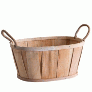 Panier ovale en bois naturel avec anses - L25xP19xH12cm