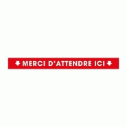 Pictogramme merci d'attendre ici adhésif