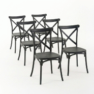 RATTATAN Lot 6 chaises empilables en polypropylène, dossier avec design croisé, pieds antidérapants, pour cuisine, terrasse, bars, restaurants, hô