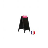 Stop trottoirs - interface plv - cadre bois noir avec ardoises amovibles et bandeaux &quot;soldes&quot;