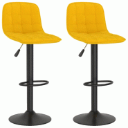 VidaXL Tabourets de bar lot de 2 Jaune Velours Modèle Aero Design - 333998