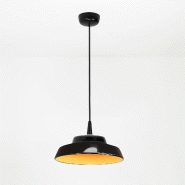 Zafferano Lampadaire À Suspension Circus Black Ø 24 Cm En Céramique Artisanale Jaune D'Or, Led 8W 3000K, Graduable Triac, Design Moderne Pour Inté