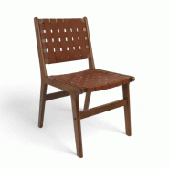 Bistromania Chaise design COPENHAGUE - Simili Cuir brun tressé - NZ009 Bistromania Chaise design COPENHAGUE - Simili Cuir brun tressé - NZ009