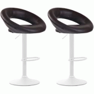 CLP Lot de 2 Tabourets de bar Olinda en similicuir hauteur réglable et siège pivotant Marron/Blanc - marron polyester 320284 CLP Lot de 2 Tabourets de bar Olinda en similicuir hauteur réglable et siège pivotant Marron/Blanc - marron polyester 320284