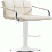 CLP Tabouret de bar Lucy V2  en similicuir avec Piètement en Métal Crème/Blanc - beige polyester 315658