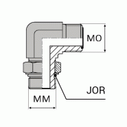 Coude orientable mâle ORFS x mâle ISO 90° - OCMIS90410 - Avec joint o'ring et bague anti-extrusion