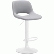 Décoshop26 - Tabouret de bar chaise haute x1 avec repose-pieds en PVC gris piètement métallique blanc 10_0004587 - blanc 3000252187822 Décoshop26 - Tabouret de bar chaise haute x1 avec repose-pieds en PVC gris piètement métallique blanc 10_0004587 - blanc 3000252187822