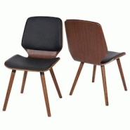 Décoshop26 - 2x chaises de salle à manger en bois courbé design rétro noyer synthétique noir 04_0000216 - noir 3000252588988 Décoshop26 - 2x chaises de salle à manger en bois courbé design rétro noyer synthétique noir 04_0000216 - noir 3000252588988