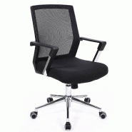 Helloshop26 - Fauteuil chaise siège de bureau pivotant chaise siège hauteur réglable tissu mesh noir 12_0001416 - noir métal 3000122701530_0