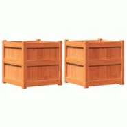 Helloshop26 - Jardinière bac lit surélevé plantes fleurs jardin terrasses lot de 2 cire bois de pin massif marron 02_0039064 - 3000218009731 Helloshop26 - Jardinière bac lit surélevé plantes fleurs jardin terrasses lot de 2 cire bois de pin massif marron 02_0039064 - 3000218009731