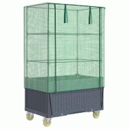 Helloshop26 - Jardinière bac lit surélevé plantes fleurs terrasse jardin surélevée avec housse et roues aspect rotin Blue gris - gris 3000217922598
