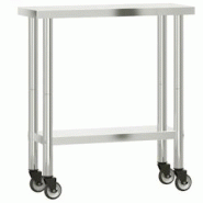 Helloshop26 - Table de travail de cuisine professionnelle avec roues 82,5 x 30 x 85 cm acier inoxydable 02_0045416 - 3000220669510 Helloshop26 - Table de travail de cuisine professionnelle avec roues 82,5 x 30 x 85 cm acier inoxydable 02_0045416 - 3000220669510