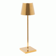 Lampe De Table Led Zafferano Poldina Pro Glossy Gold, Rechargeable Et Dimmable, Avec Une Autonomie Allant Jusqu'À 12 Heures. - jaune LD1340O3