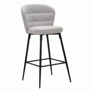 Mauro Ferretti Lot De 2 Tabourets De Bar Losanna, Gris, 52 X 59 X 108 Cm - Tabourets En Tissu Avec Pieds En Métal Noir - Design Glamour Années 70 -_0