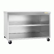 Meuble bas inox ouvert 1600x600 mm sur roulettes PREMIUM - GOLDINOX - gris inox 3701770812141