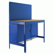PROREGAL Etabli BUFFALO avec paroi à outils et armoire | HxLxP 84x90x61cm | Capacité de charge 400kg | Bleu - bleu métal PR_RS39-01 PROREGAL Etabli BUFFALO avec paroi à outils et armoire | HxLxP 84x90x61cm | Capacité de charge 400kg | Bleu - bleu métal PR_RS39-01