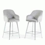 RATTATAN Lot de 2 tabourets de bar en velours, pieds en métal et assise rembourrée,pour bar,restaurant,cuisine ou comptoir,au design élégant –Te RATTATAN Lot de 2 tabourets de bar en velours, pieds en métal et assise rembourrée,pour bar,restaurant,cuisine ou comptoir,au design élégant –Te