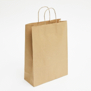 Sac kraft brun poignées torsadées 27x11x36cm - par 50 - jusqu'à 3kg