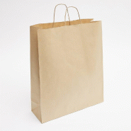 Sac kraft vergé brun poignées torsadées 45x14x54cm - par 25 - Supports jusqu'à 8kg