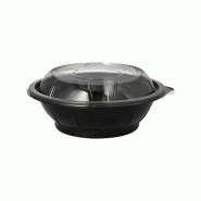 Starpak 300 saladiers, PET 600 ml Ø 16,6 cm · 5,9 cm noir "Snap It" avec couvercle en PET transparent - noir plastique 89122 Starpak 300 saladiers, PET 600 ml Ø 16,6 cm · 5,9 cm noir "Snap It" avec couvercle en PET transparent - noir plastique 89122