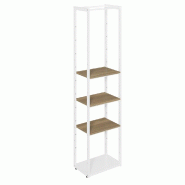 Structure Cage blanc base métal 60x40x240cm 3 tablettes olivier