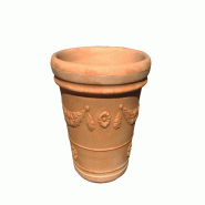 Vase festonné à double bord en terre cuite d'Impruneta - Dimensions : 75 x 75 x 75 cm - orange matière synthétique 8056450703048_0