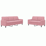 VidaXL Ensemble de canapés 2 pcs avec coussins Rose Velours Modèle Vionna - 3278394