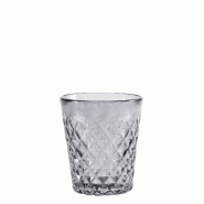Zafferano Verre Tumbler Série Balloton en Verre Soufflé à la Bouche Couleur Gris Texture à Reliefs Artisanaux Coffret de 6 Pièces Capacité 35 cl
