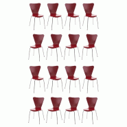 CLP Lot de 16 chaises visiteur empilables Calisto Rouge - rouge Bois manufacturé 151455205