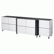 Comptoir MegaBanko avec double extension et façades unies anthracite et blanc 307x70x93cm