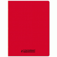 CONQUERANT Lot de 20 Cahier Classique PP piqué 24x32, 48p./24 feuilles 90g/m², quadrillé 5x5, coloris rouge - 3020120259383