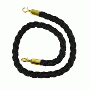 Cordon tressé  avec mousqueton acier - Noir / Laiton