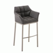 Décoshop26 - Tabouret de bar chaise haute de comptoir couture carrées assise en tissu gris 4 pieds stables en acier inoxydable 10_0004726 - gris 300 Décoshop26 - Tabouret de bar chaise haute de comptoir couture carrées assise en tissu gris 4 pieds stables en acier inoxydable 10_0004726 - gris 300