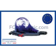 Gyrophare halogène GDO 12V bleu embase magnétique prise allume cigare classe 1 rotatif SIRENA 74400