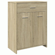 Helloshop26 - Armoire de salle de bain rangement esthétique 60 x 33 x 80 cm en bois d'ingénierie chêne sonoma 02_0049704 - Bois massif 3000235974012