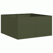Helloshop26 - Jardinière profonde en acier laminé à froid 80 x 80 x 40 cm design moderne pour jardin et balcon en vert olive 02_0051526 - vert mét