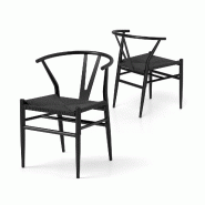 Helloshop26 - Lot de 2 chaises de salle à manger 46 x 59 x 73 cm confort ergonomique design moderne en métal noir 20_0011860 - 3000226939396