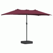 Helloshop26 - Parasol de jardin moderne pliable 385 x 209 x 244 cm avec éclairage LED ambiance cosy en polyester bordeaux 02_0058686 - polyester 3000