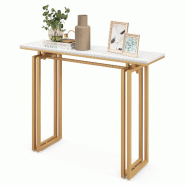 Helloshop26 - Table console design multifonctionnelle 110 x 30 x 81 cm cadre métal robuste ambiance élégante en MDF blanc 20_0013838 - 3000227957801