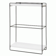 Mendler Etagère murale HWC-K77, Etagère suspendue Etagère de cuisine, bois massif métal industriel 2 étagères 50x35x17cm ~ blanc - blanc Bois ma