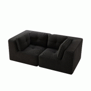 Merax Canapé modulable 2 places, Cloud Sofa Cord sans cadre, canapé lounge près du sol, avec accoudoirs larges, noir - noir multi-matériau W3325S00253