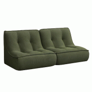 Oviala Business Lot de 2 fauteuils modulable en velours 160 x 90 x 70 cm vert - vert polyester 115730