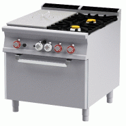 Plaque de cuisson tout gaz + 2 brûleurs avec flamme pilote sur four statique à gaz GN2/1. Dimensions 80x90 h90 cm. Modèle TPF2-98G - 2010