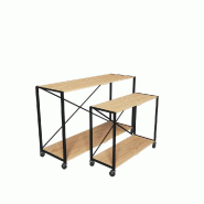 Tables gigognes L119xP39xH75cm +L79xP29xH60cm Westside Noir mat - tube 20x20mm