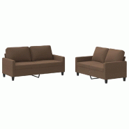 VidaXL Ensemble de canapés 2 pcs avec coussins Marron Tissu Modèle Parfait Chic - 3201447