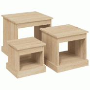 VidaXL Tables basses 3 pcs chêne sonoma bois d'ingénierie Modèle Sirius Contemporain - 816491