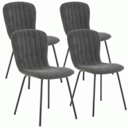 VS Venta-stock Pack 4 chaises Lucky recouvertes de tissu gris foncé - noir polyester I22092